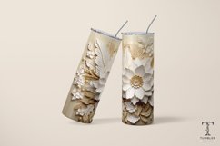 3D Gold and White Flowers 20oz Sublimation Tumbler Wrap Product Image 5