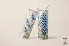 3D Blue Wildflowers 20oz Sublimation Tumbler Wrap Design Product Image 4