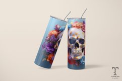 3D Floral Gold Skull 20oz Sublimation Tumbler Wrap Design Product Image 4