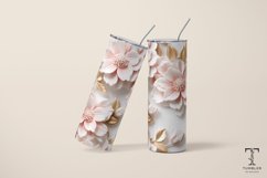 3D Pink and White Flowers 20oz Sublimation Tumbler Wrap Product Image 4