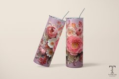 3D Pink and White Flowers 20oz Sublimation Tumbler Wrap Product Image 5