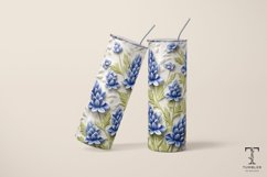 3D Blue Wildflowers 20oz Sublimation Tumbler Wrap Design Product Image 4