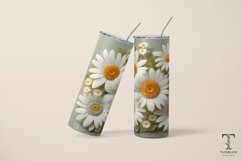 3D White Daisy Flowers 20oz Sublimation Tumbler Wrap Product Image 4
