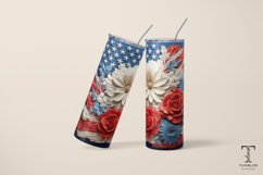 3D American Flag Flowers 20oz Sublimation Tumbler Wrap Product Image 4
