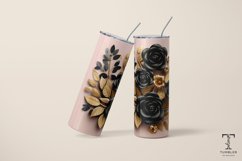 3D Gold and Black Flowers 20oz Sublimation Tumbler Wrap Product Image 4