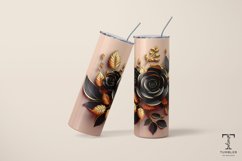 3D Gold and Black Flowers 20oz Sublimation Tumbler Wrap Product Image 4