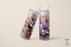 3D Purple and Gold Roses 20oz Sublimation Tumbler Wrap Product Image 4