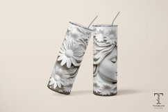 3D White Flowers and Girl Relief Sublimation Tumbler Wrap Product Image 4