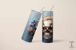 3D Floral Gold Skull 20oz Sublimation Tumbler Wrap Design Product Image 5