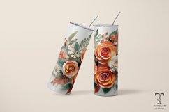 3D Orange Flowers 20oz Sublimation Tumbler Wrap Design Product Image 5
