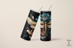 3D Floral Dragonflies 20oz Sublimation Tumbler Wrap Product Image 4