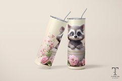 3D Cute Floral Raccoon 20oz Sublimation Tumbler Wrap Product Image 4