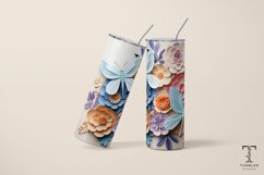 3D Floral Dragonflies 20oz Sublimation Tumbler Wrap Product Image 4