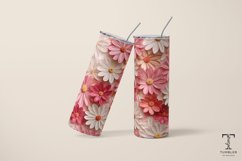 3D Pink and White Daisy 20oz Sublimation Tumbler Wrap Product Image 5