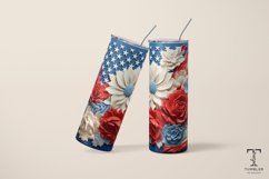 3D American Flag Flowers 20oz Sublimation Tumbler Wrap Product Image 4