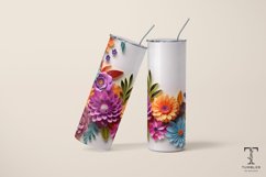 3D Colorful Flowers 20oz Sublimation Tumbler Wrap Design PNG Product Image 5