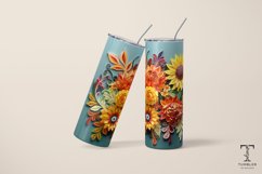 3D Colorful Flowers 20oz Sublimation Tumbler Wrap Design Product Image 4