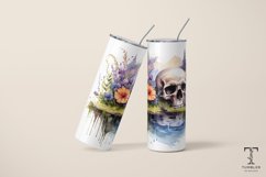 Watercolor Skull and Flowers 20oz Sublimation Tumbler Wrap Product Image 4