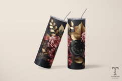 3D Gold and Pink Black Flowers 20oz Sublimation Tumbler Wrap Product Image 5