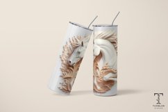 3D White Horse Relief 20oz Sublimation Tumbler Wrap Product Image 5