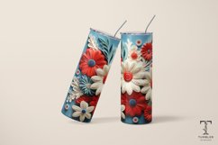 3D American Flag Color Flowers 20oz Sublimation Tumbler Wrap Product Image 4