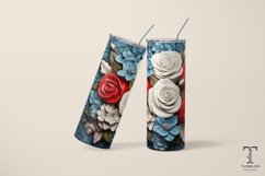3D American Flag Color Flowers 20oz Sublimation Tumbler Wrap Product Image 4