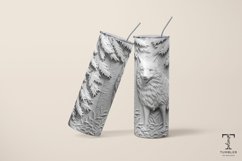 3D White Wolf Relief 20oz Sublimation Tumbler Wrap Design Product Image 4