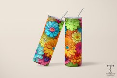 3D Colorful Flowers 20oz Sublimation Tumbler Wrap Design Product Image 5