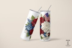 3D American Flag Color Flowers 20oz Sublimation Tumbler Wrap Product Image 4