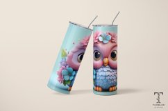 3D Cute Floral Pink Owl 20oz Sublimation Tumbler Wrap Product Image 4