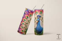 3D Colorful Rainbow Peacock Sublimation Tumbler Wrap Product Image 4