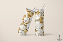 3D Gold and White Roses 20oz Sublimation Tumbler Wrap Product Image 4