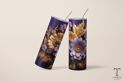 3D Purple and Gold Roses 20oz Sublimation Tumbler Wrap Product Image 4