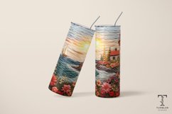 3D Embroidered Floral Lighthouse Sublimation Tumbler Wrap Product Image 4