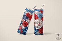 3D American Flag Flowers 20oz Sublimation Tumbler Wrap Product Image 5