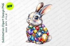 Adorable Watercolor Bunny Clipart Encrusted With Sparkling Product Image 1