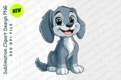Cute Animated Puppy Dog Clipart Sitting Down Clipart Product Image 1