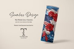 3D American Flag Flowers 20oz Sublimation Tumbler Wrap Product Image 2