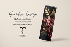 3D Gold and Pink Black Flowers 20oz Sublimation Tumbler Wrap Product Image 2