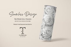 3D Seamless White Roses 20oz Sublimation Tumbler Wrap Product Image 2