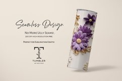 3D Purple and White Daisy 20oz Sublimation Tumbler Wrap Product Image 2