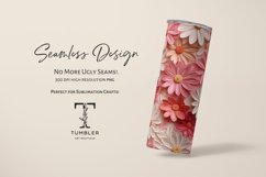 3D Pink and White Daisy 20oz Sublimation Tumbler Wrap Product Image 2