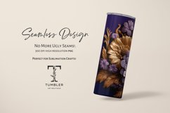 3D Purple and Gold Roses 20oz Sublimation Tumbler Wrap Product Image 5