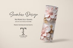 3D Pink and White Flowers 20oz Sublimation Tumbler Wrap Product Image 5