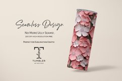 3D Pink and White Flowers 20oz Sublimation Tumbler Wrap Product Image 5
