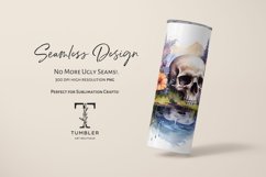 Watercolor Skull and Flowers 20oz Sublimation Tumbler Wrap Product Image 5