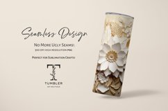 3D Gold and White Flowers 20oz Sublimation Tumbler Wrap Product Image 3