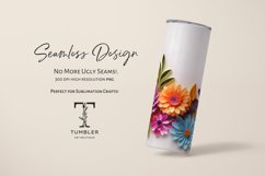 3D Colorful Flowers 20oz Sublimation Tumbler Wrap Design PNG Product Image 2
