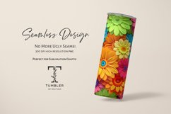 3D Colorful Flowers 20oz Sublimation Tumbler Wrap Design Product Image 2
