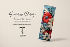 3D American Flag Color Flowers 20oz Sublimation Tumbler Wrap Product Image 5